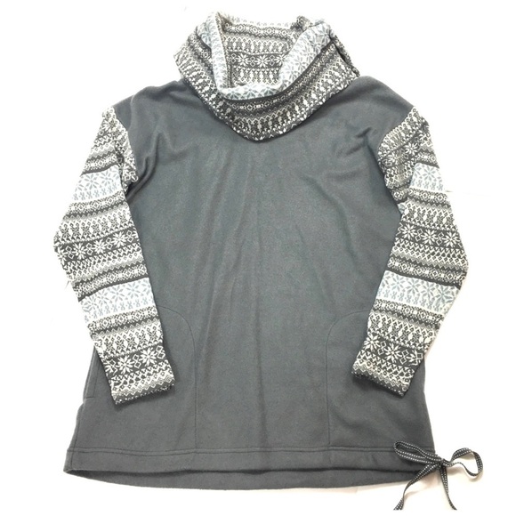 ANTHRO Saturday Sunday Fair Isle Studio Fleece Wool Pullover Lounge Sweater Gray - Picture 2 of 9